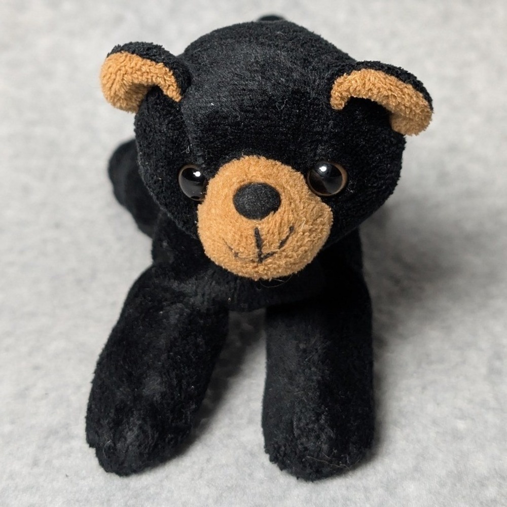 Unipak Black Bear Plush Toy Unisex Small Black Bean Bag Animal 6in